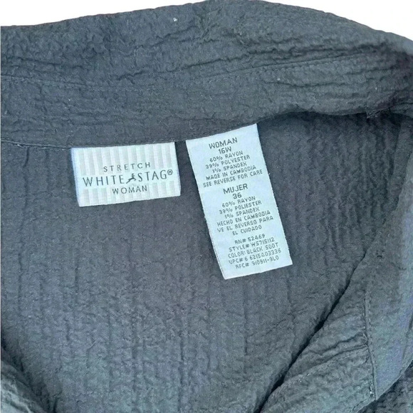 Women’s Black button down shirt White Stag clothing size 16 W rayon top - Picture 2 of 3